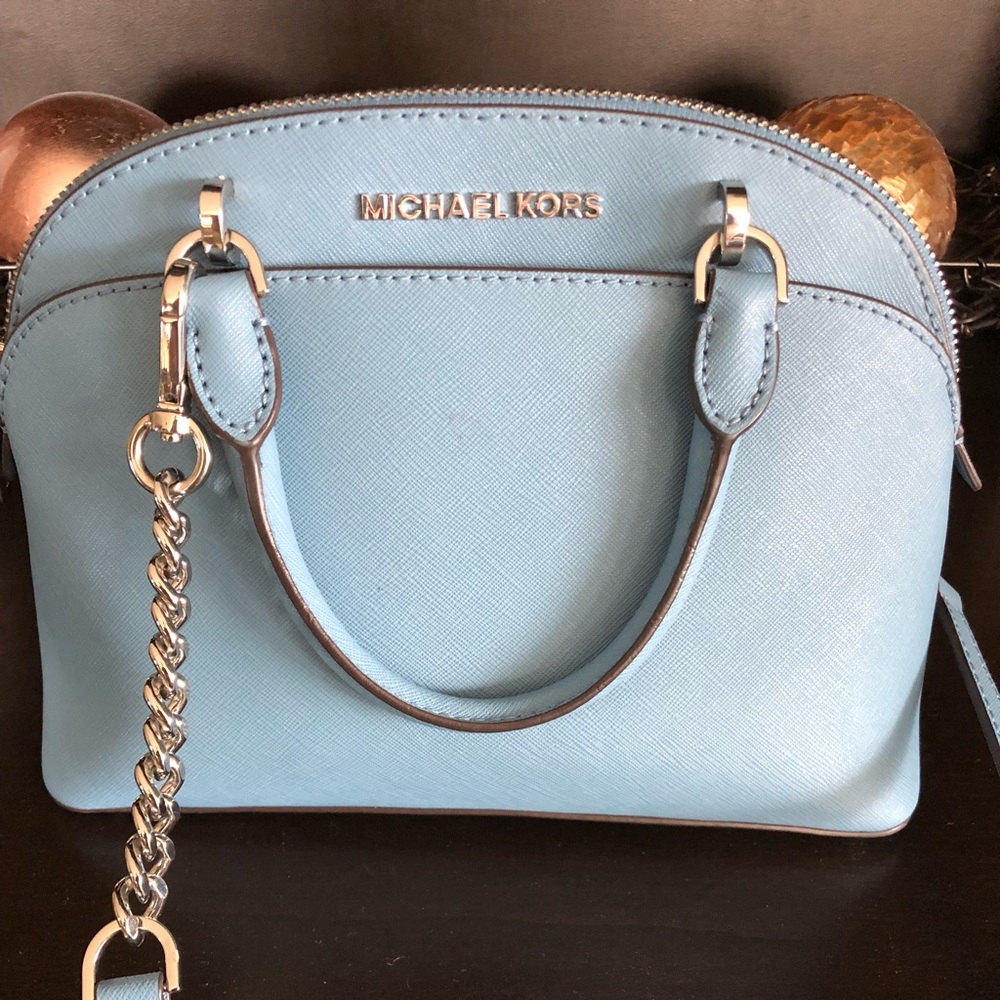 EUC Michael Kors EMMY Small Dome Satchel sky blue